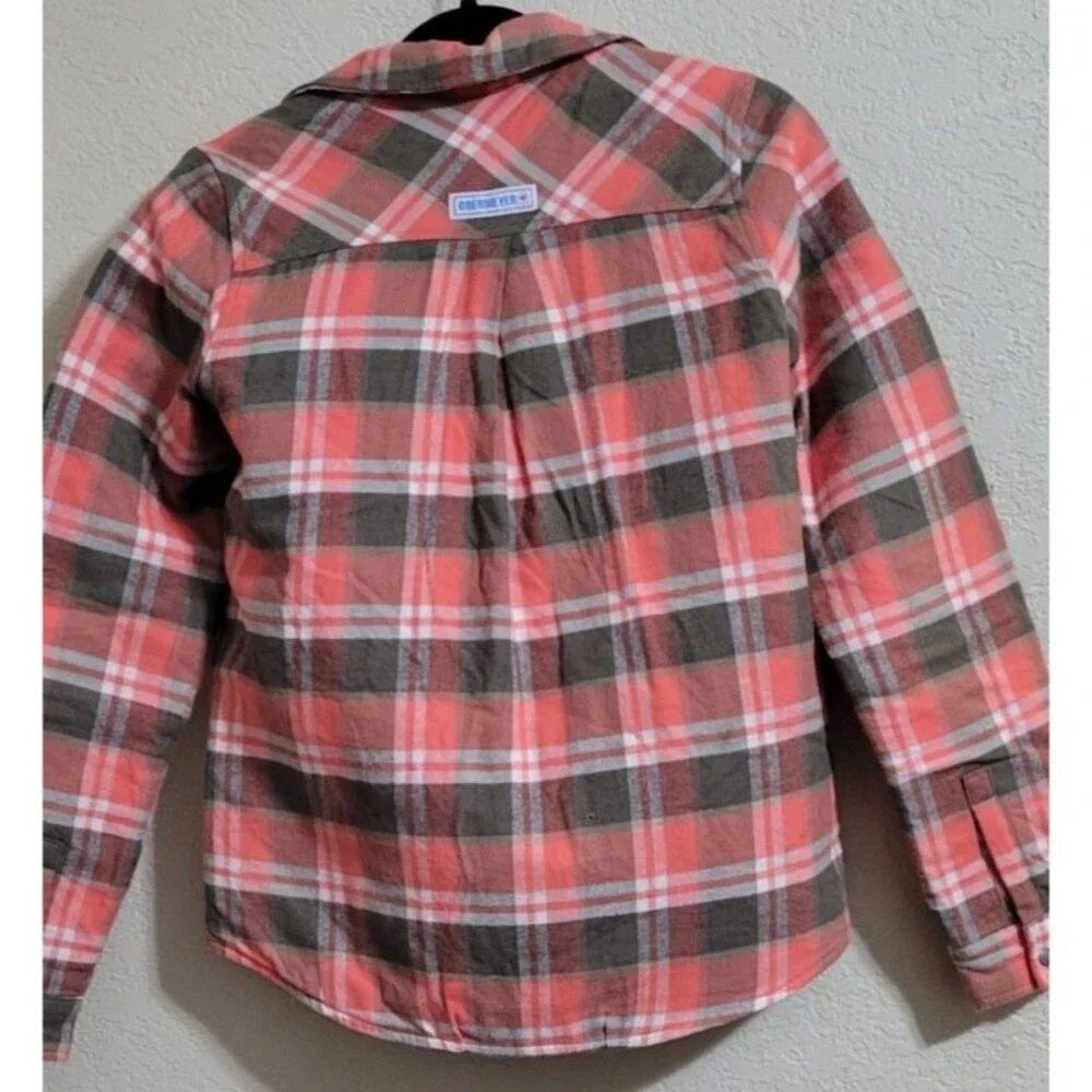 Obermeyer Teen Girl Avery Flannel Jacket Large Plaid Orange Granola Outdoor Hike